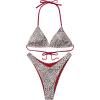 imageSUUKSESS Women Halter String Two Piece Bikini Sets Reversible Thong Swimsuit105 Red Leopard