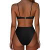 imageSUUKSESS Women High Waisted String Bikini Sets Sexy Two Piece Cutout SwimsuitsBlack
