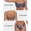 imageSUUKSESS Women High Waisted String Bikini Sets Sexy Two Piece Cutout SwimsuitsBlack Floral White Striped