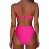 imageSUUKSESS Women High Waisted String Bikini Sets Sexy Two Piece Cutout SwimsuitsHot Pink