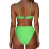 imageSUUKSESS Women High Waisted String Bikini Sets Sexy Two Piece Cutout SwimsuitsNeon Green