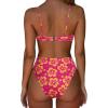 imageSUUKSESS Women High Waisted String Bikini Sets Sexy Two Piece Cutout SwimsuitsPink Yellow Floral