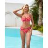 imageSUUKSESS Women High Waisted String Bikini Sets Sexy Two Piece Cutout SwimsuitsPink Yellow Floral