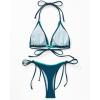 imageSUUKSESS Women Ruffle Thong Bikini Sets Halter String Triangle 2 Piece Swimsuit102 Blue Color Block