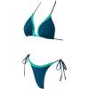imageSUUKSESS Women Ruffle Thong Bikini Sets Halter String Triangle 2 Piece Swimsuit102 Blue Color Block