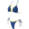 imageSUUKSESS Women Ruffle Thong Bikini Sets Halter String Triangle 2 Piece Swimsuit102 Blue Yellow