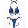 imageSUUKSESS Women Ruffle Thong Bikini Sets Halter String Triangle 2 Piece Swimsuit102 Blue Yellow