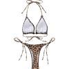 imageSUUKSESS Women Ruffle Thong Bikini Sets Halter String Triangle 2 Piece Swimsuit102 Leopard Black