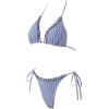 imageSUUKSESS Women Ruffle Thong Bikini Sets Halter String Triangle 2 Piece Swimsuit102 Navy Blue Striped
