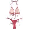 imageSUUKSESS Women Ruffle Thong Bikini Sets Halter String Triangle 2 Piece Swimsuit102 Red White Polka Dots