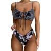 Black Floral White Striped