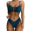 imageSUUKSESS Women High Waisted String Bikini Sets Sexy Two Piece Cutout SwimsuitsPeacock Blue