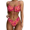 imageSUUKSESS Women High Waisted String Bikini Sets Sexy Two Piece Cutout SwimsuitsPink Yellow Floral