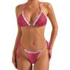 imageSUUKSESS Women Ruffle Thong Bikini Sets Halter String Triangle 2 Piece Swimsuit102 Red White Polka Dots