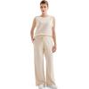 imageSUUKSESS Women 2 Piece Lounge Matching Sets Wide Leg Sweatpants Sleeveless TopsApricot