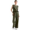 imageSUUKSESS Women 2 Piece Lounge Matching Sets Wide Leg Sweatpants Sleeveless TopsArmy Green