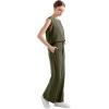 imageSUUKSESS Women 2 Piece Lounge Matching Sets Wide Leg Sweatpants Sleeveless TopsArmy Green