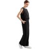 imageSUUKSESS Women 2 Piece Lounge Matching Sets Wide Leg Sweatpants Sleeveless TopsBlack