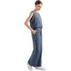 imageSUUKSESS Women 2 Piece Lounge Matching Sets Wide Leg Sweatpants Sleeveless TopsBlue