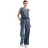 imageSUUKSESS Women 2 Piece Lounge Matching Sets Wide Leg Sweatpants Sleeveless TopsBlue