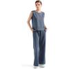 imageSUUKSESS Women 2 Piece Lounge Matching Sets Wide Leg Sweatpants Sleeveless TopsBlue