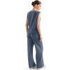 imageSUUKSESS Women 2 Piece Lounge Matching Sets Wide Leg Sweatpants Sleeveless TopsBlue