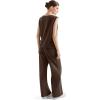 imageSUUKSESS Women 2 Piece Lounge Matching Sets Wide Leg Sweatpants Sleeveless TopsDark Brown
