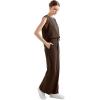 imageSUUKSESS Women 2 Piece Lounge Matching Sets Wide Leg Sweatpants Sleeveless TopsDark Brown