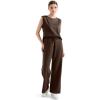 imageSUUKSESS Women 2 Piece Lounge Matching Sets Wide Leg Sweatpants Sleeveless TopsDark Brown