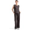imageSUUKSESS Women 2 Piece Lounge Matching Sets Wide Leg Sweatpants Sleeveless TopsDark Grey