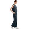 imageSUUKSESS Women 2 Piece Lounge Matching Sets Wide Leg Sweatpants Sleeveless TopsDark Storm