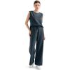 imageSUUKSESS Women 2 Piece Lounge Matching Sets Wide Leg Sweatpants Sleeveless TopsDark Storm