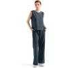 imageSUUKSESS Women 2 Piece Lounge Matching Sets Wide Leg Sweatpants Sleeveless TopsDark Storm