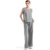 imageSUUKSESS Women 2 Piece Lounge Matching Sets Wide Leg Sweatpants Sleeveless TopsGrey