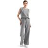 imageSUUKSESS Women 2 Piece Lounge Matching Sets Wide Leg Sweatpants Sleeveless TopsGrey