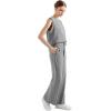 imageSUUKSESS Women 2 Piece Lounge Matching Sets Wide Leg Sweatpants Sleeveless TopsGrey