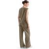 imageSUUKSESS Women 2 Piece Lounge Matching Sets Wide Leg Sweatpants Sleeveless TopsKhaki