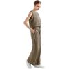 imageSUUKSESS Women 2 Piece Lounge Matching Sets Wide Leg Sweatpants Sleeveless TopsKhaki