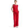 imageSUUKSESS Women 2 Piece Lounge Matching Sets Wide Leg Sweatpants Sleeveless TopsRed