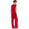 imageSUUKSESS Women 2 Piece Lounge Matching Sets Wide Leg Sweatpants Sleeveless TopsRed