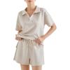 imageSUUKSESS Women 2 Piece Modal Lounge Sets V Neck Tops Drawstring Shorts OutfitsApricot