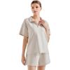 imageSUUKSESS Women 2 Piece Modal Lounge Sets V Neck Tops Drawstring Shorts OutfitsApricot