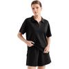 imageSUUKSESS Women 2 Piece Modal Lounge Sets V Neck Tops Drawstring Shorts OutfitsBlack