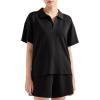 imageSUUKSESS Women 2 Piece Modal Lounge Sets V Neck Tops Drawstring Shorts OutfitsBlack