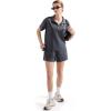 imageSUUKSESS Women 2 Piece Modal Lounge Sets V Neck Tops Drawstring Shorts OutfitsDark Storm
