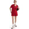 imageSUUKSESS Women 2 Piece Modal Lounge Sets V Neck Tops Drawstring Shorts OutfitsRed