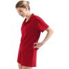 imageSUUKSESS Women 2 Piece Modal Lounge Sets V Neck Tops Drawstring Shorts OutfitsRed