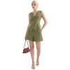 imageSUUKSESS Womens Summer 2 Piece Sets Button Down V Neck Vest Waistcoat and Pockets Shorts SetsArmy Green