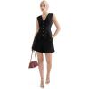 imageSUUKSESS Womens Summer 2 Piece Sets Button Down V Neck Vest Waistcoat and Pockets Shorts SetsBlack
