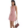 imageSUUKSESS Womens Summer 2 Piece Sets Button Down V Neck Vest Waistcoat and Pockets Shorts SetsPink